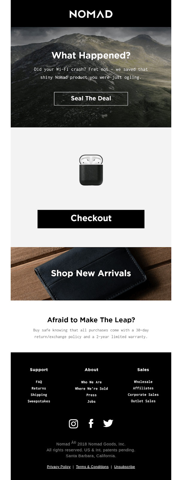 Newsletter promoting Nomad Earphones